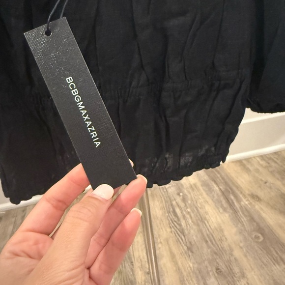 BCBG | Black Puff Sleeve Crop Top Small - Picture 3 of 9